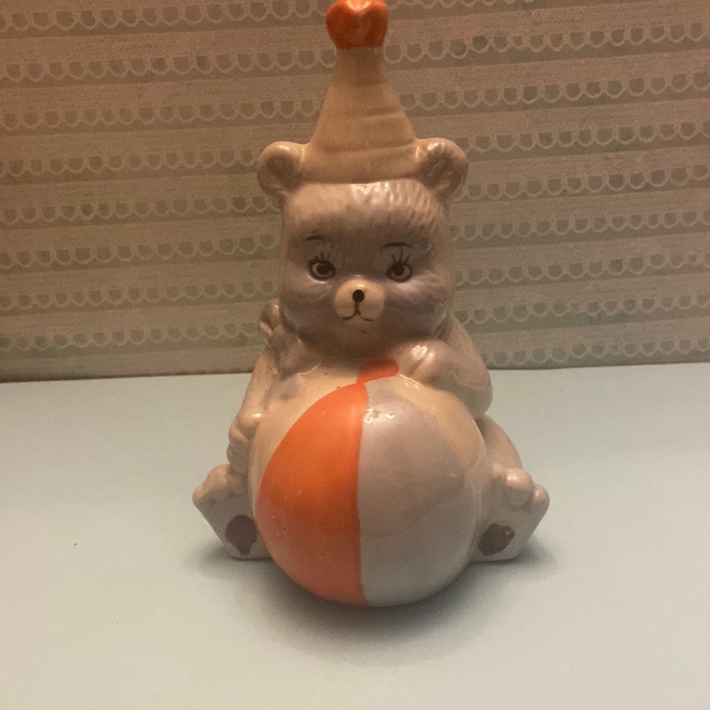 Circus Bear with clown hat no chips or cracks.